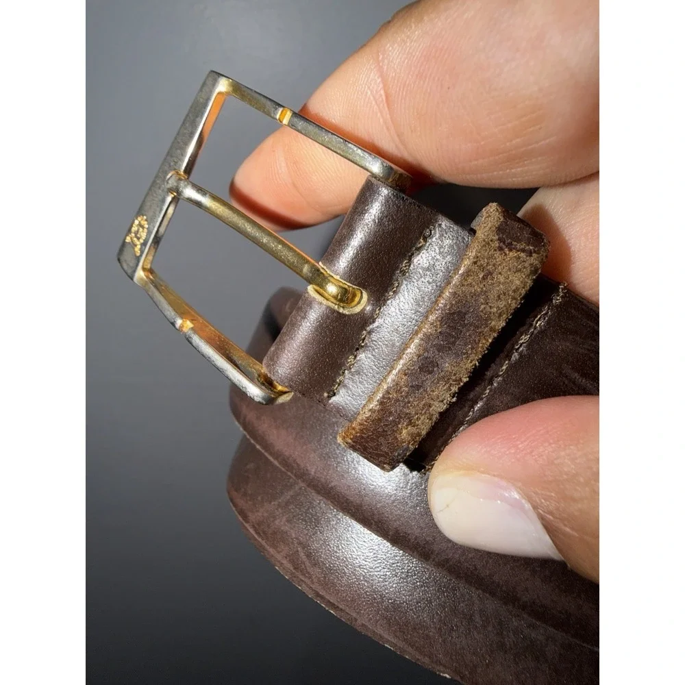 Vintage Christian Dior Belt Brown Split‎ Leather 90/36 Made In Spain *READ*